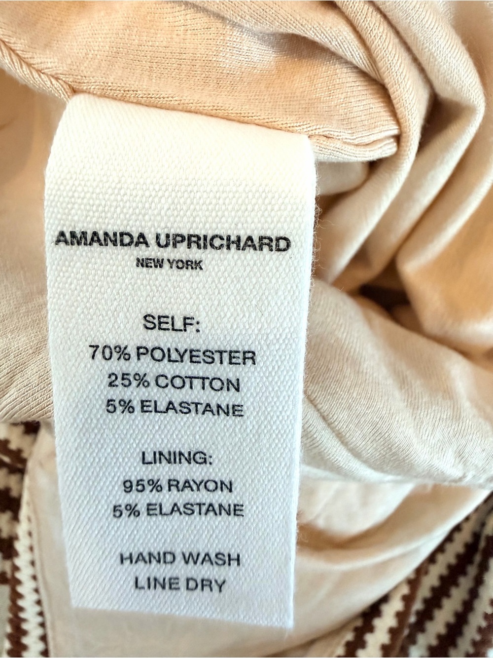 Amanda Uprichard Brown & Cream Striped Halter Dress Midi Has Stretch NWT Small - Picture 13 of 14